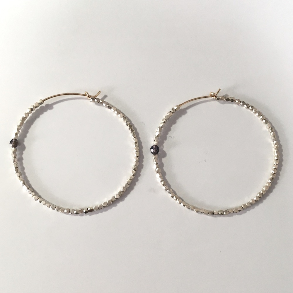 Sterling silver beaded hoop earrings